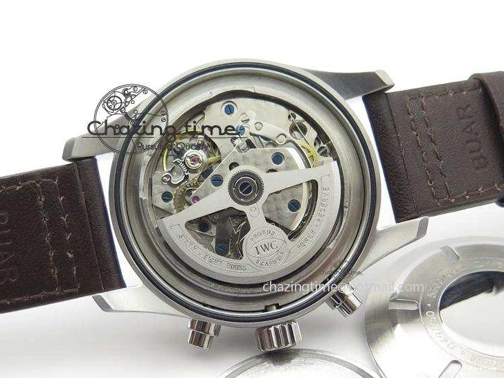 MIROTIME 0601 Pilot Chrono SS IW387808 CF3 ZF 1:1 Best Edition On Brown Leather Strap A Soft 7328